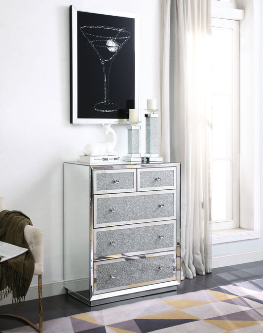 Rekha Mirrored & Faux Crystals Chest - ATL FURNITURE