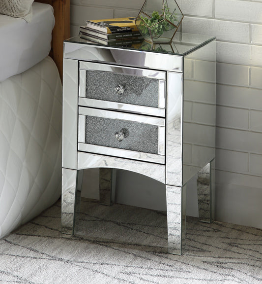 Nowles Mirrored & Faux Stones Accent Table - ATL FURNITURE