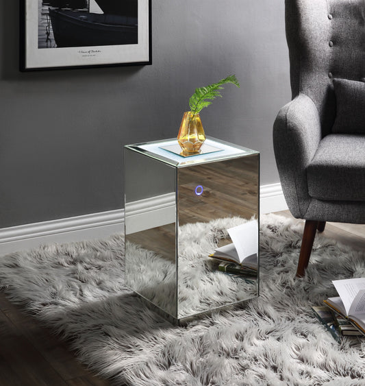 Nyoka Mirrored & Faux Gems Accent Table (LED) - ATL FURNITURE