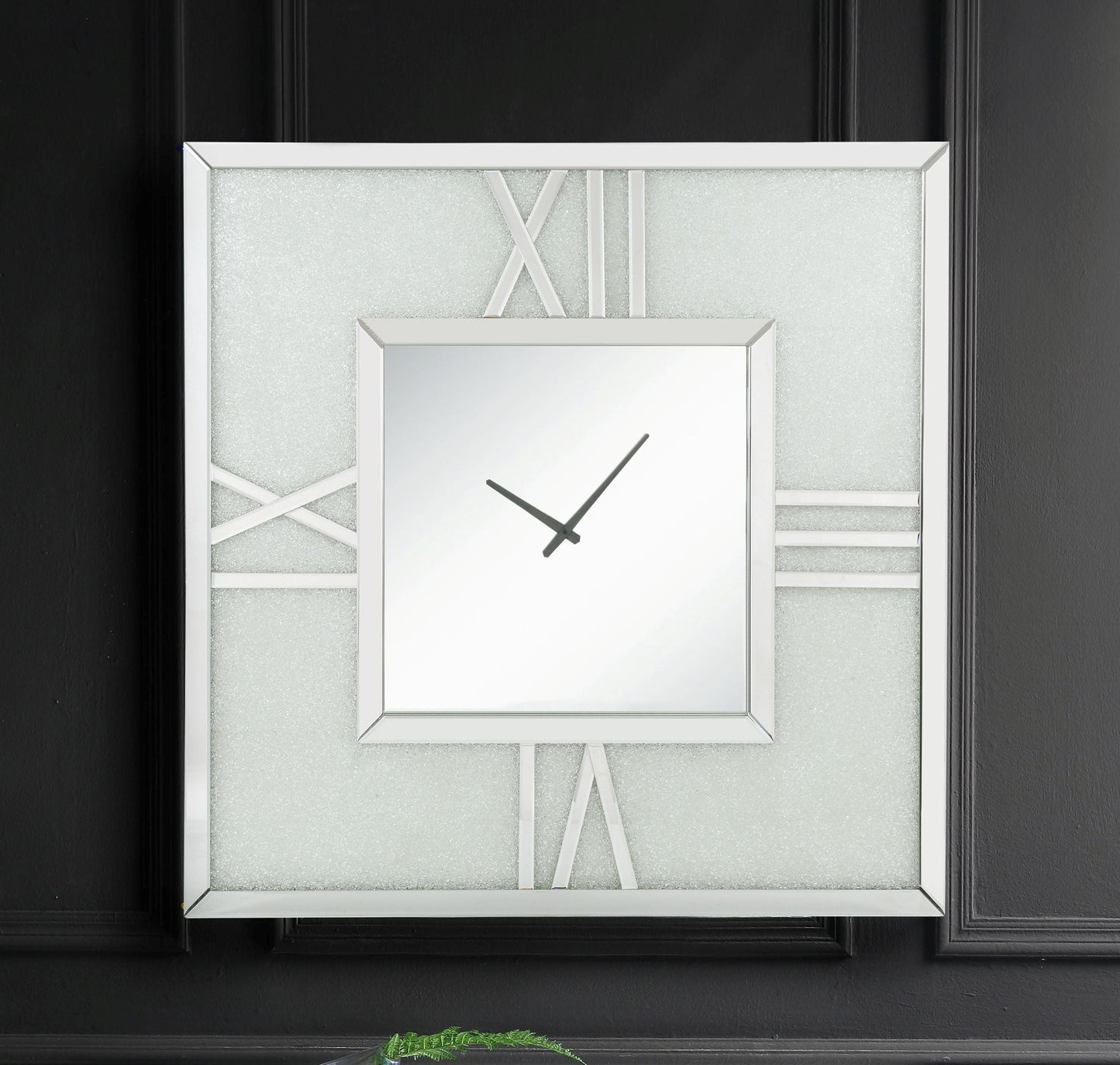 Noralie Mirrored & Faux Diamonds Wall Clock (LED) - ATL FURNITURE