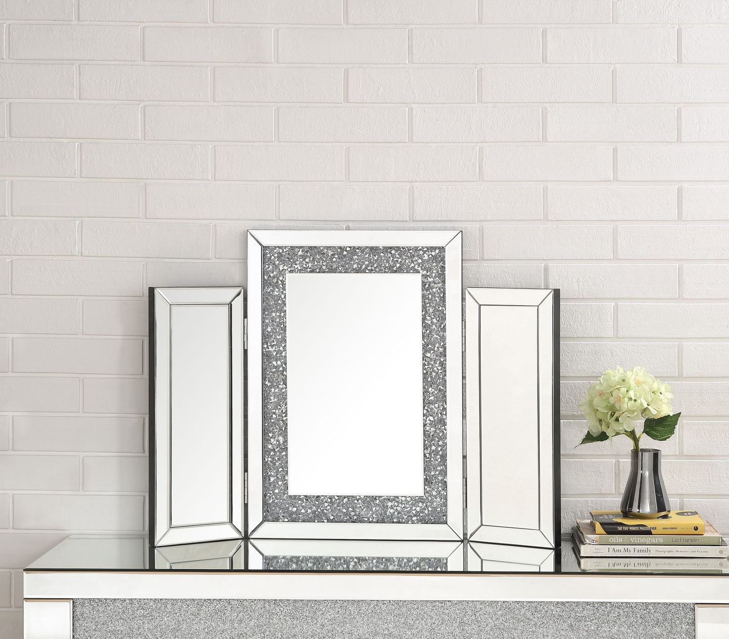 Noralie Mirrored & Faux Diamonds Accent Decor - ATL FURNITURE