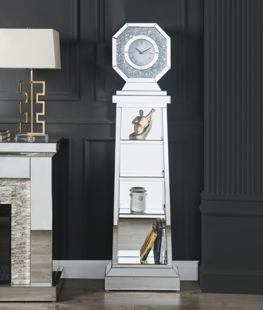 Noralie Mirrored & Faux Diamonds Grandfather Clock - ATL FURNITURE