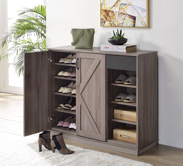 Toski Rustic Gray Oak Cabinet - ATL FURNITURE