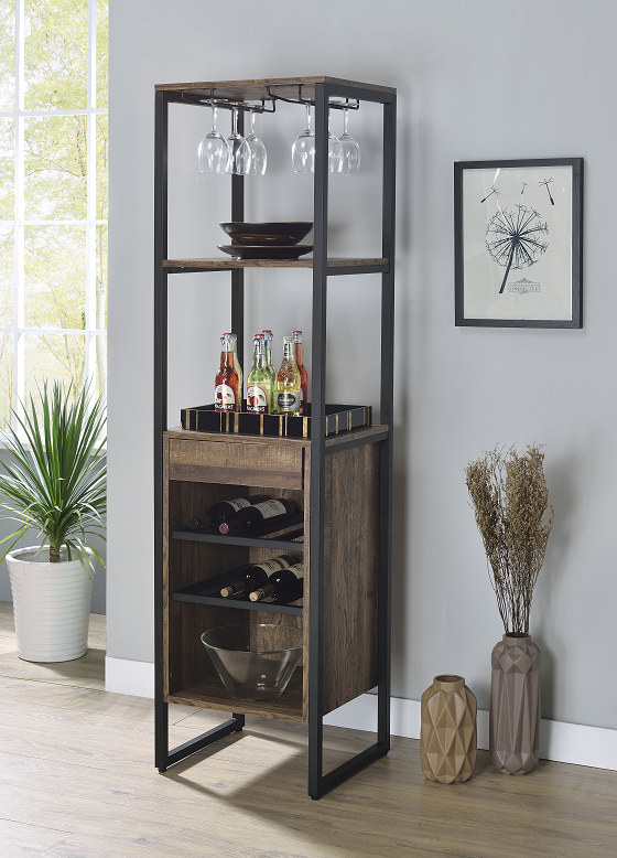 Narik Weathered Oak Wine Rack - ATL FURNITURE