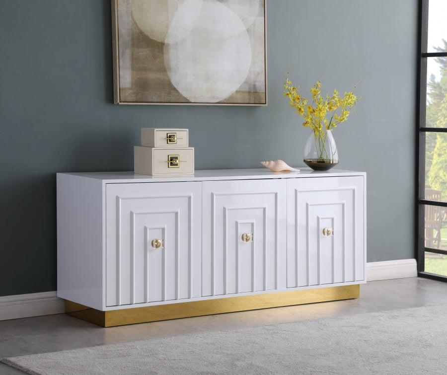 Meridian Furniture - Cosmopolitan Sideboard-Buffet In White Lacquer - 340 - ATL FURNITURE