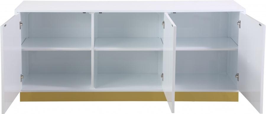 Meridian Furniture - Cosmopolitan Sideboard-Buffet In White Lacquer - 340 - ATL FURNITURE