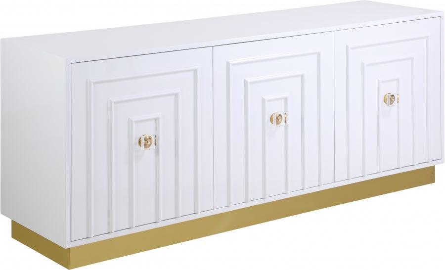 Meridian Furniture - Cosmopolitan Sideboard-Buffet In White Lacquer - 340 - ATL FURNITURE