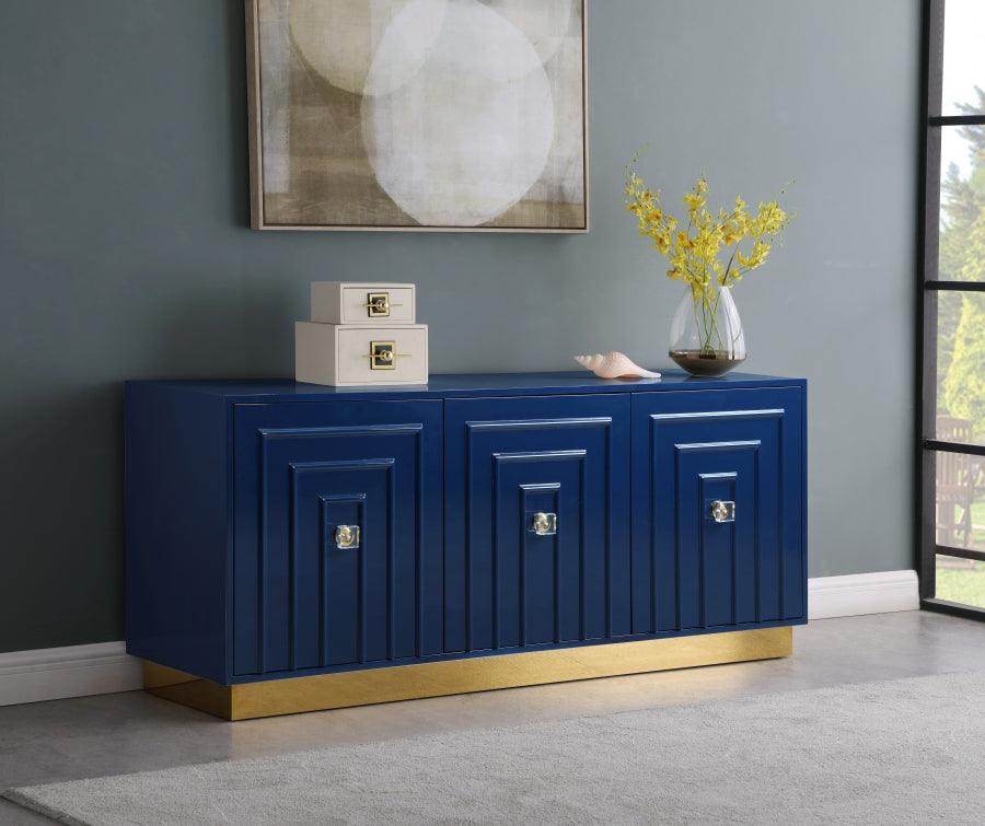 Meridian Furniture - Cosmopolitan Sideboard-Buffet In Navy Lacquer - 341 - ATL FURNITURE