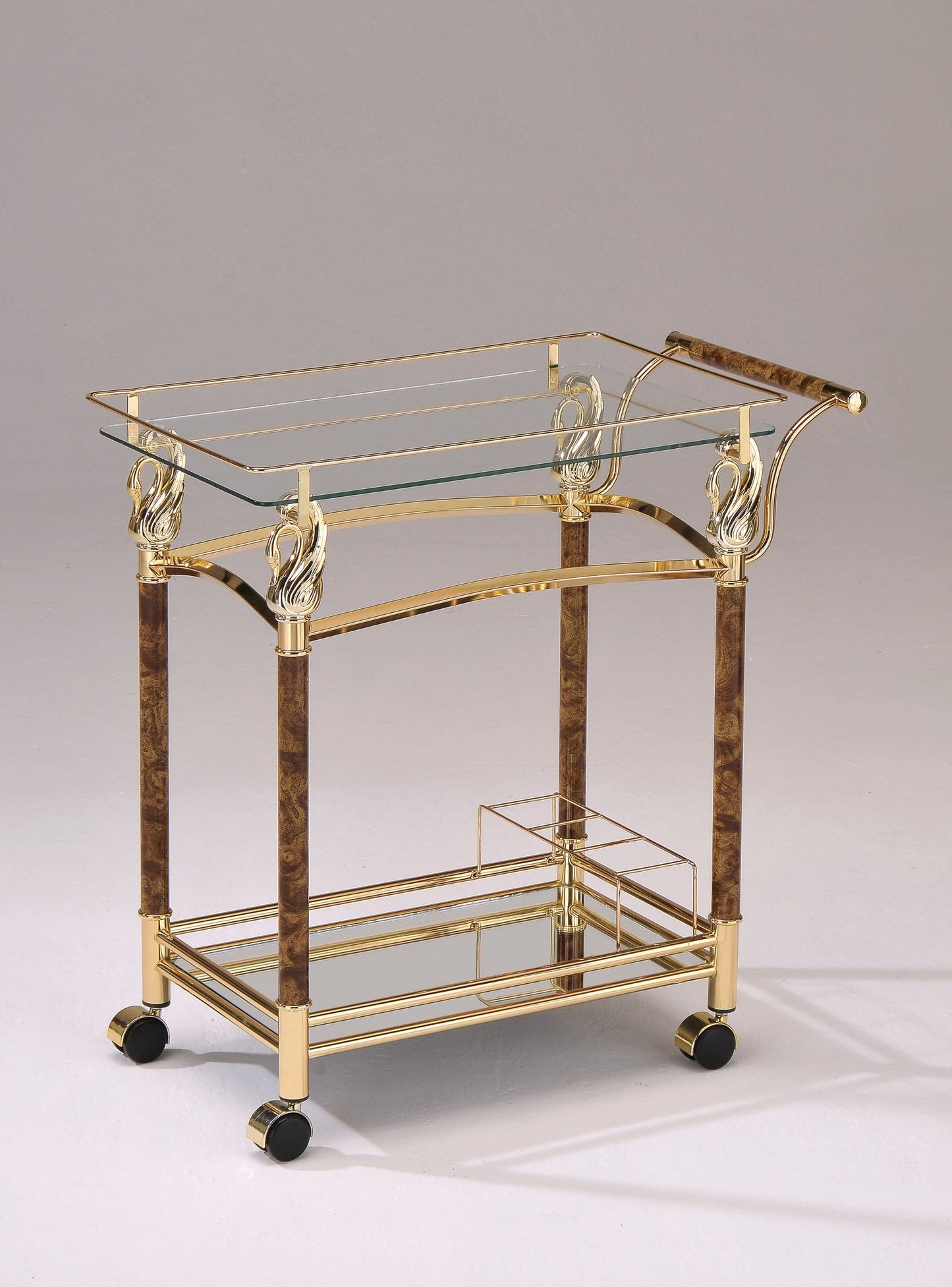 Helmut Gold Plated & Clear Glass - Tempered Serving Cart - ATL FURNITURE