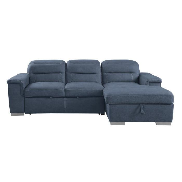 Homelegance - Alfio 2-Piece Sectional With Pull-Out Bed And Hidden Storage - 9808Bue*Sc - ATL FURNITURE