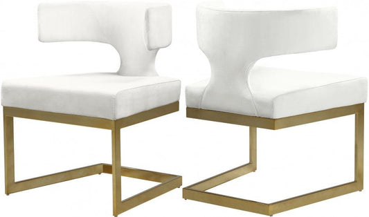 Meridian Furniture - Alexandra Velvet Dining Chair Set Of 2 In Cream - 953Cream-C - ATL FURNITURE