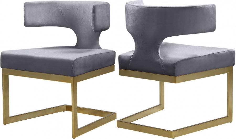 Meridian Furniture - Alexandra Velvet Dining Chair Set Of 2 In Grey - 953Grey-C - ATL FURNITURE