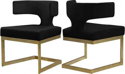 Meridian Furniture - Alexandra Velvet Dining Chair Set Of 2 In Black - 953Black-C - ATL FURNITURE