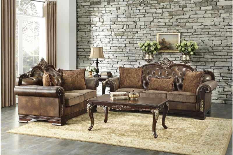 Homelegance - Croydon Brown 2 Piece Sofa Set - 9815-3-2 - ATL FURNITURE