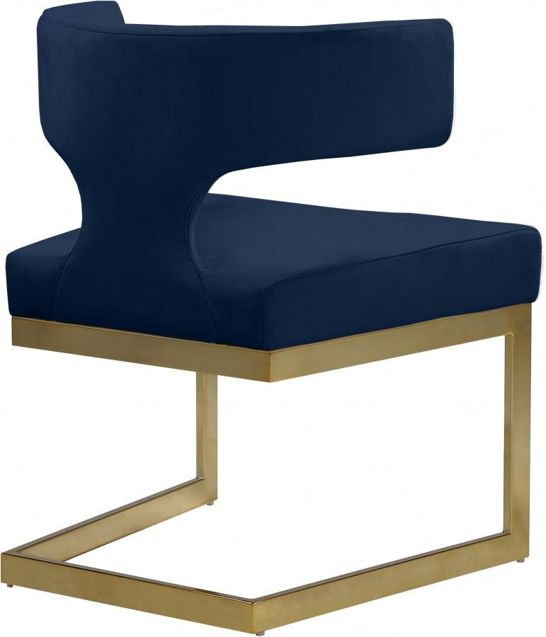 Meridian Furniture - Alexandra Velvet Dining Chair Set Of 2 In Navy - 953Navy-C - ATL FURNITURE