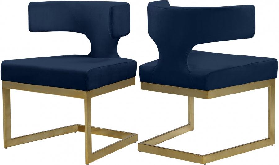 Meridian Furniture - Alexandra Velvet Dining Chair Set Of 2 In Navy - 953Navy-C - ATL FURNITURE