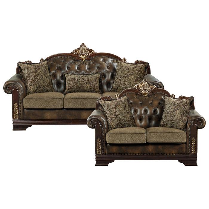 Homelegance - Croydon Brown 2 Piece Sofa Set - 9815-3-2 - ATL FURNITURE