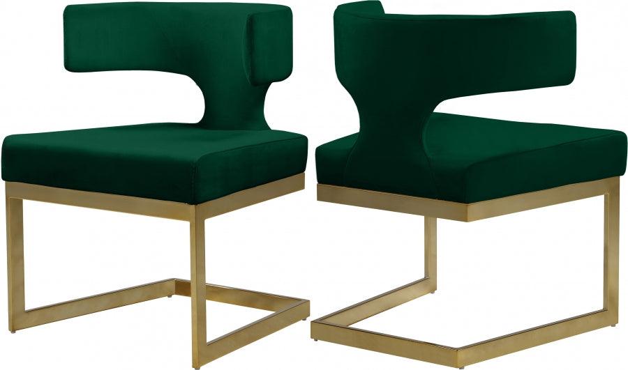 Meridian Furniture - Alexandra Velvet Dining Chair Set Of 2 In Green - 953Green-C - ATL FURNITURE