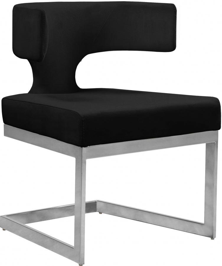 Meridian Furniture - Alexandra Velvet Dining Chair Set Of 2 In Black - 954Black-C - ATL FURNITURE