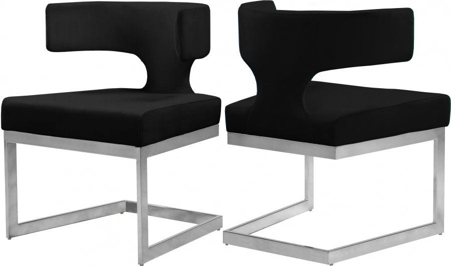 Meridian Furniture - Alexandra Velvet Dining Chair Set Of 2 In Black - 954Black-C - ATL FURNITURE