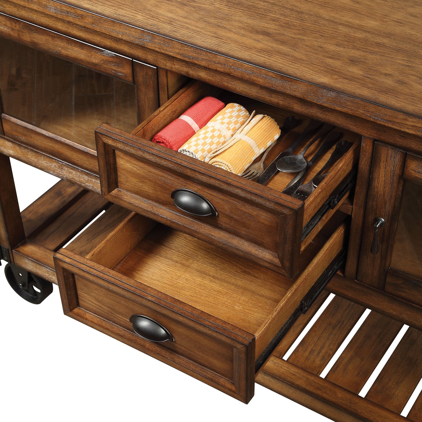 Kadri Distressed Chestnut Kitchen Cart - ATL FURNITURE