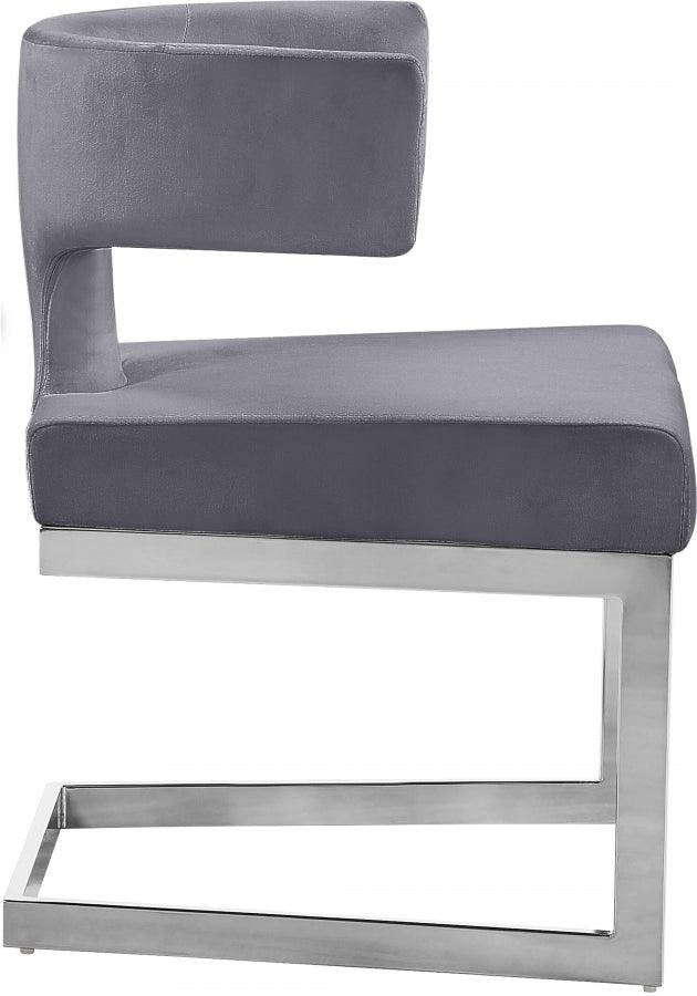 Meridian Furniture - Alexandra Velvet Dining Chair Set Of 2 In Grey - 954Grey-C - ATL FURNITURE