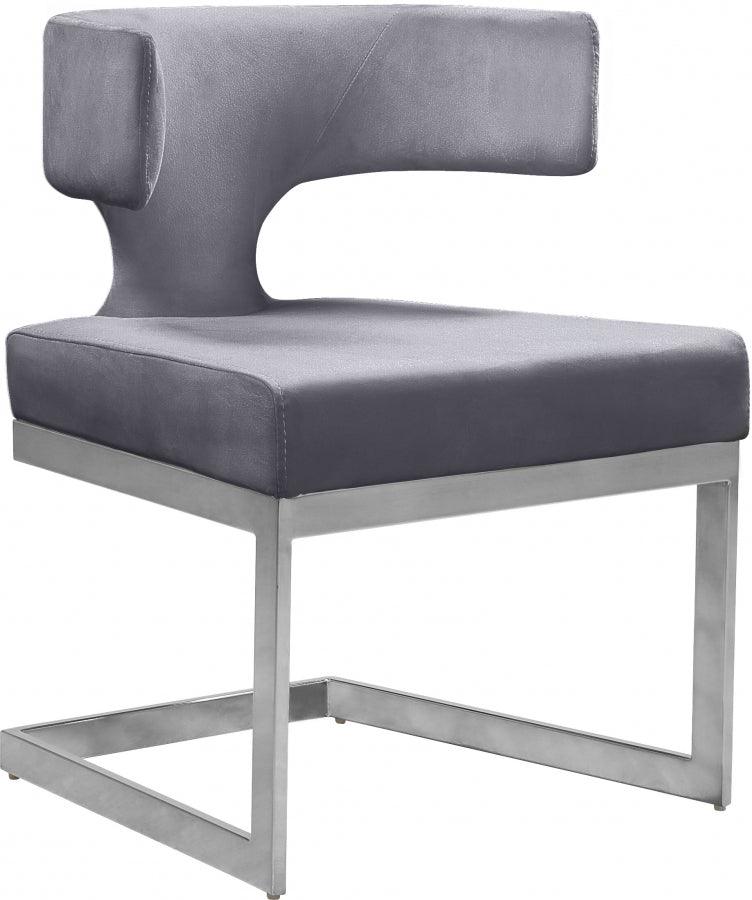 Meridian Furniture - Alexandra Velvet Dining Chair Set Of 2 In Grey - 954Grey-C - ATL FURNITURE