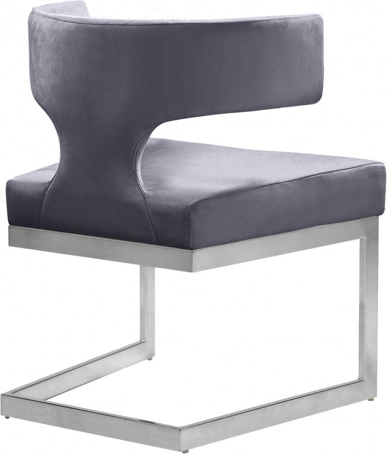 Meridian Furniture - Alexandra Velvet Dining Chair Set Of 2 In Grey - 954Grey-C - ATL FURNITURE