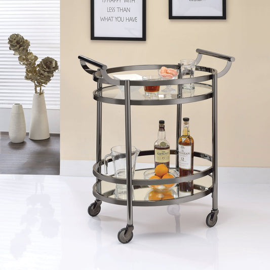 Lakelyn Black Nickel & Clear Glass Serving Cart - ATL FURNITURE