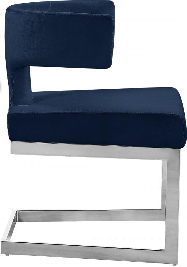 Meridian Furniture - Alexandra Velvet Dining Chair Set Of 2 In Navy - 954Navy-C - ATL FURNITURE