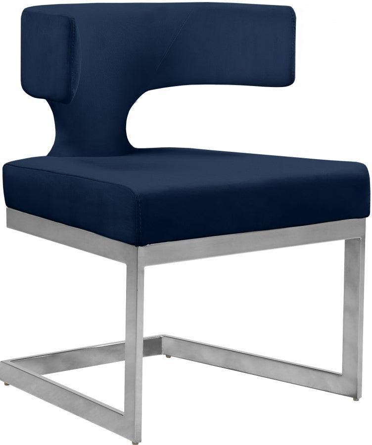 Meridian Furniture - Alexandra Velvet Dining Chair Set Of 2 In Navy - 954Navy-C - ATL FURNITURE