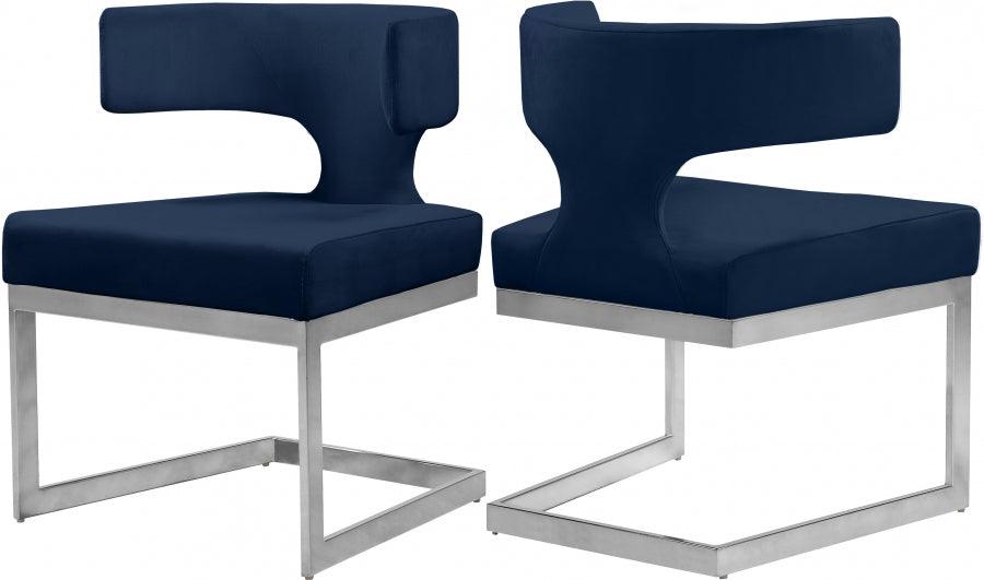 Meridian Furniture - Alexandra Velvet Dining Chair Set Of 2 In Navy - 954Navy-C - ATL FURNITURE