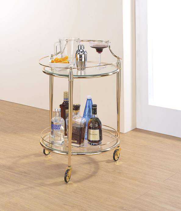 Macha Gold & Clear Glass Serving Cart - ATL FURNITURE