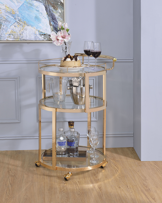 Madelina Gold & Clear Glass Serving Cart - ATL FURNITURE