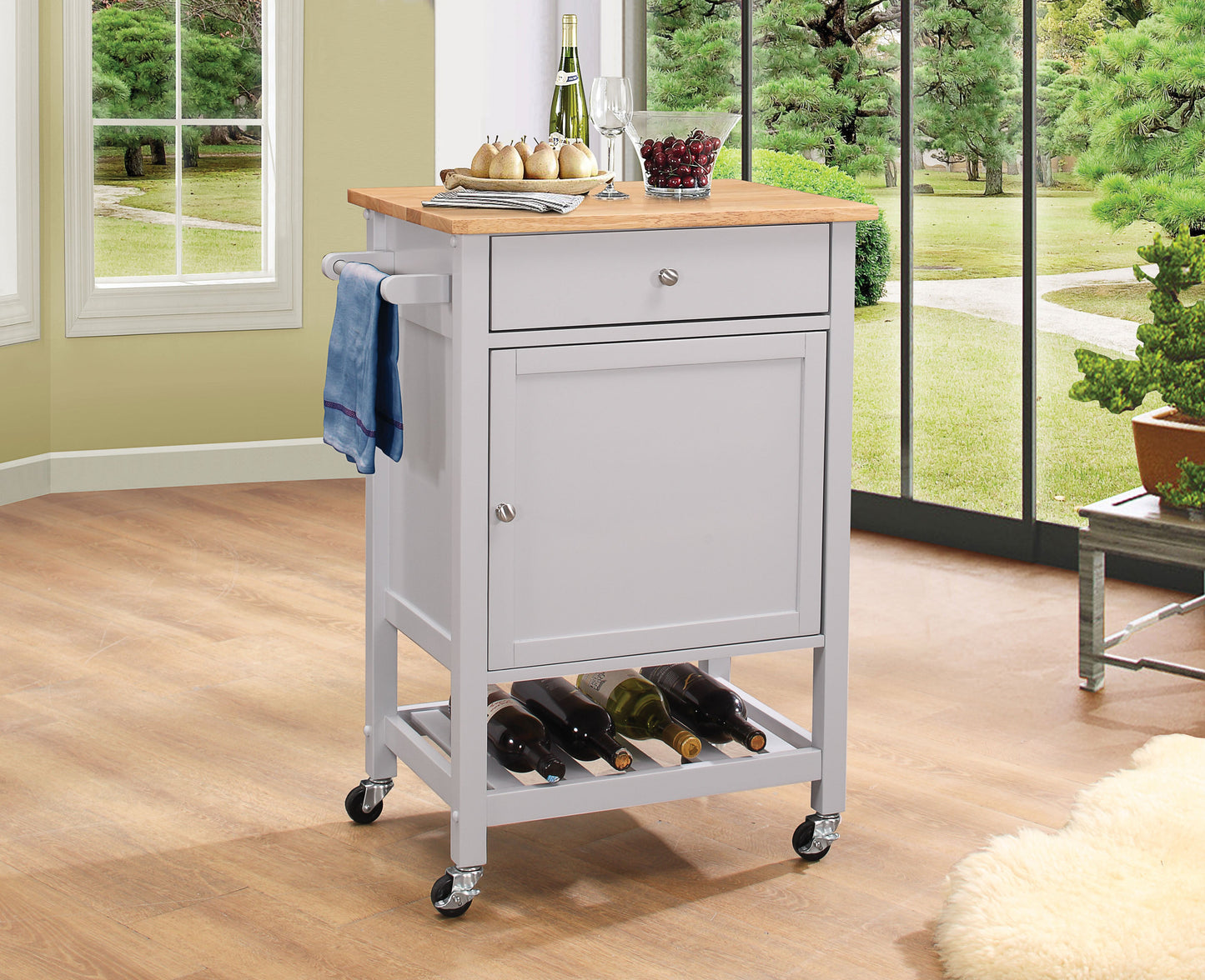 Hoogzen Natural & Gray Kitchen Cart - ATL FURNITURE