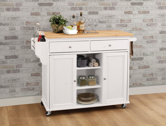 Tullarick Natural & White Kitchen Cart - ATL FURNITURE