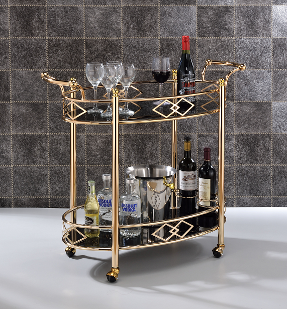 Ottesen Gold & Black Glass Serving Cart - ATL FURNITURE