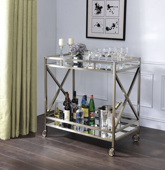 Kristensen Antique Gold & Mirror Serving Cart - ATL FURNITURE