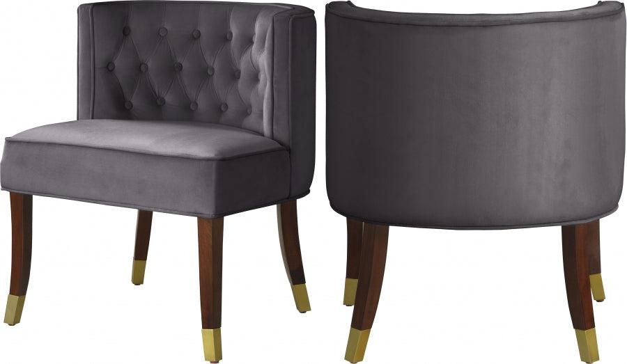 Meridian Furniture - Perry Velvet Dining Chair Set Of 2 In Grey - 933Grey-C - ATL FURNITURE