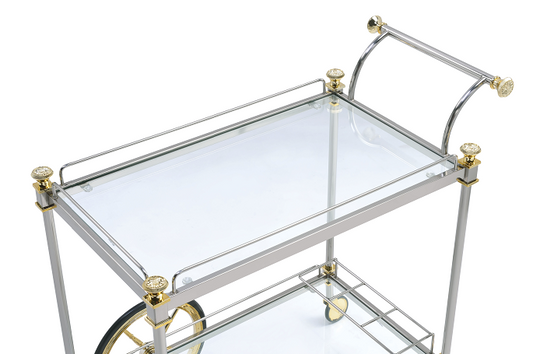 Cyrus Silver/Gold & Clear Glass Serving Cart - ATL FURNITURE