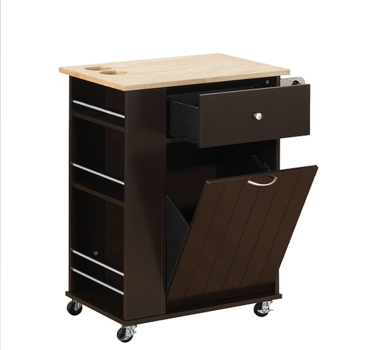 Zina Natural & Wenge Kitchen Cart - ATL FURNITURE