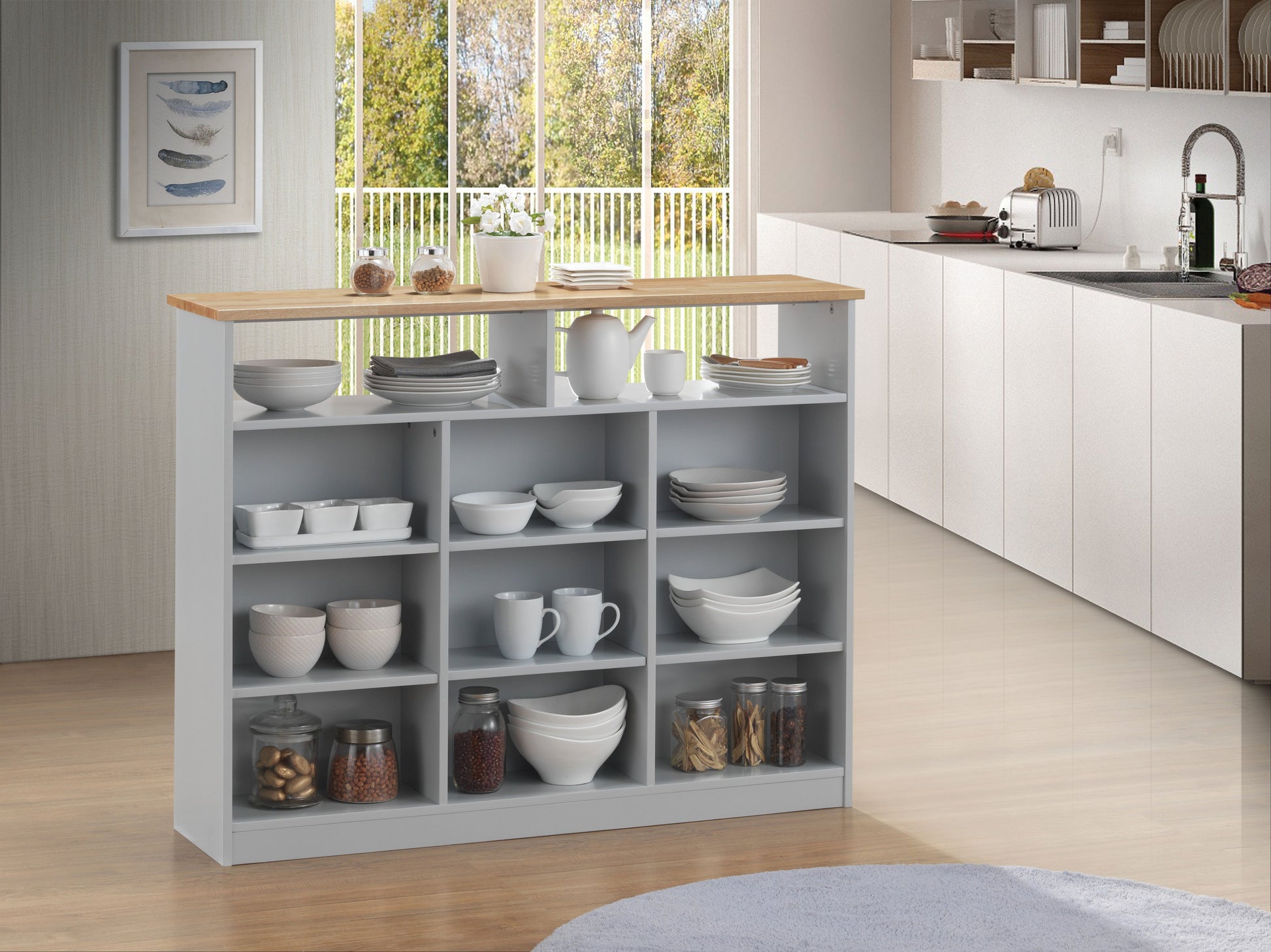 Jorim Natural & Gray Kitchen Cart - ATL FURNITURE