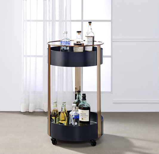 Narrel Onyx & Copper Serving Cart - ATL FURNITURE