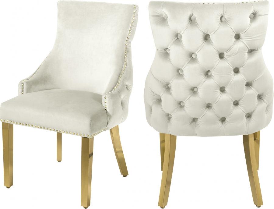 Meridian Furniture - Tuft Velvet Dining Chair In Cream (Set Of 2) - 730Cream-C - ATL FURNITURE