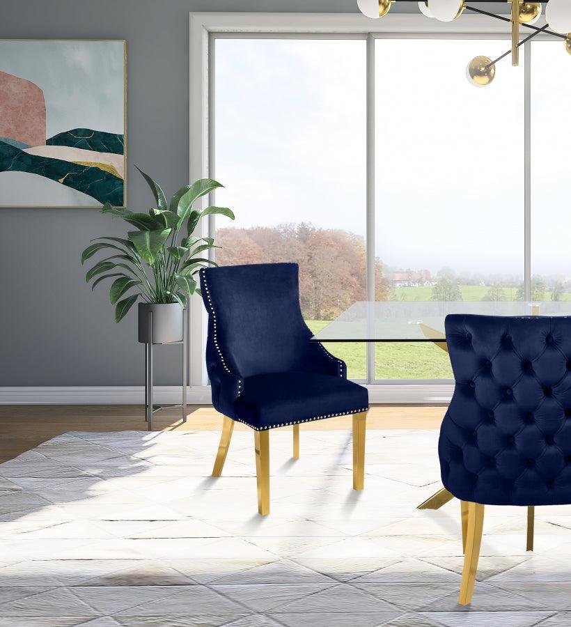 Meridian Furniture - Tuft Velvet Dining Chair In Navy (Set Of 2) - 730Navy-C - ATL FURNITURE