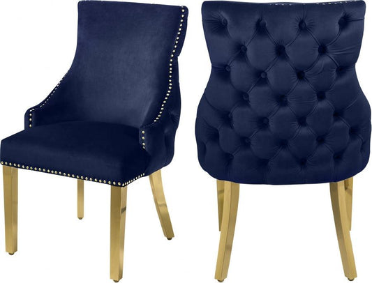 Meridian Furniture - Tuft Velvet Dining Chair In Navy (Set Of 2) - 730Navy-C - ATL FURNITURE