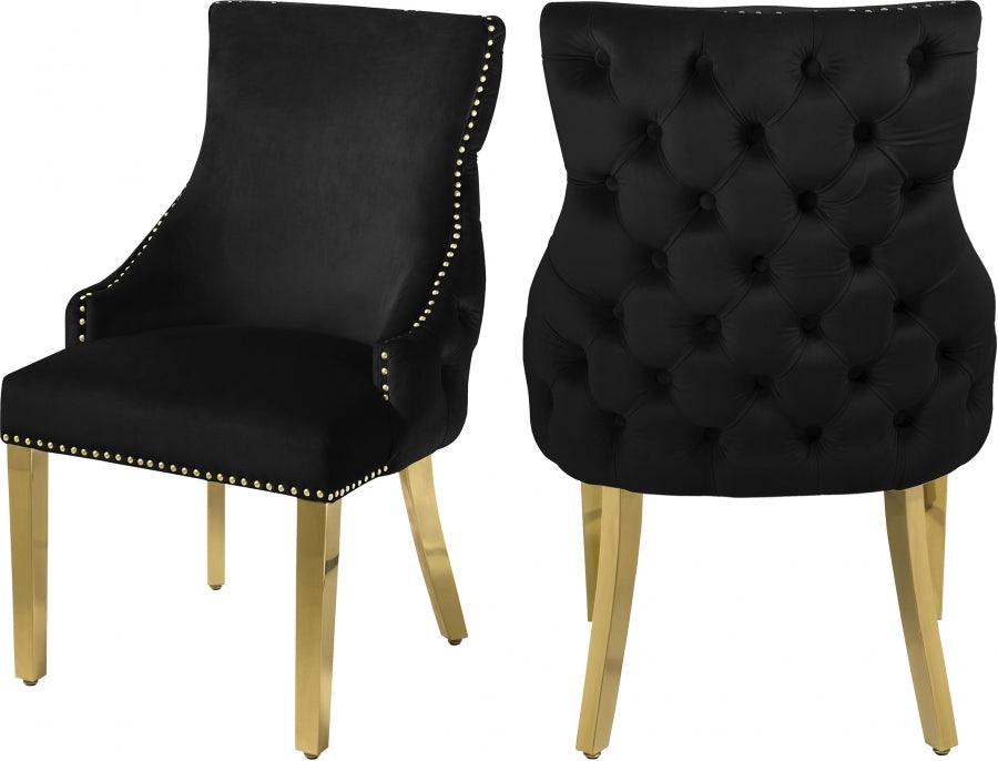 Meridian Furniture - Tuft Velvet Dining Chair In Black (Set Of 2) - 730Black-C - ATL FURNITURE