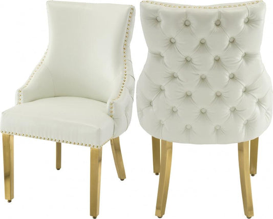 Meridian Furniture - Tuft Velvet Dining Chair In White (Set Of 2) - 730White-C - ATL FURNITURE