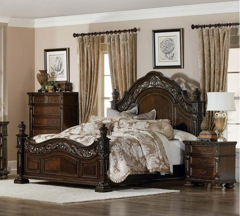 Homelegance - Catalonia 3 Piece Queen Bedroom Set In Dark Cherry - 1824-1-3Set - ATL FURNITURE