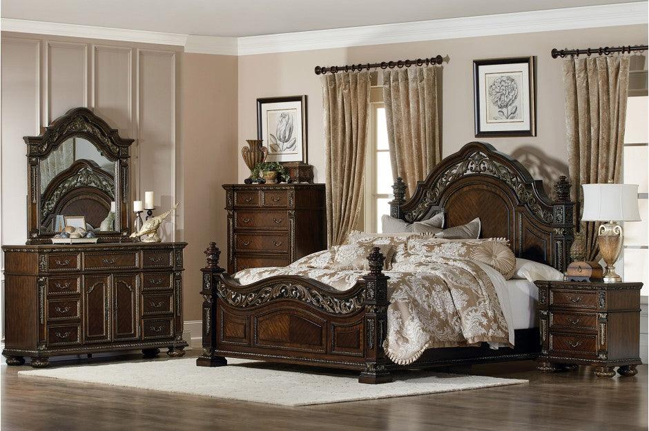 Homelegance - Catalonia 6 Piece Queen Bedroom Set In Dark Cherry - 1824-1-6Set - ATL FURNITURE